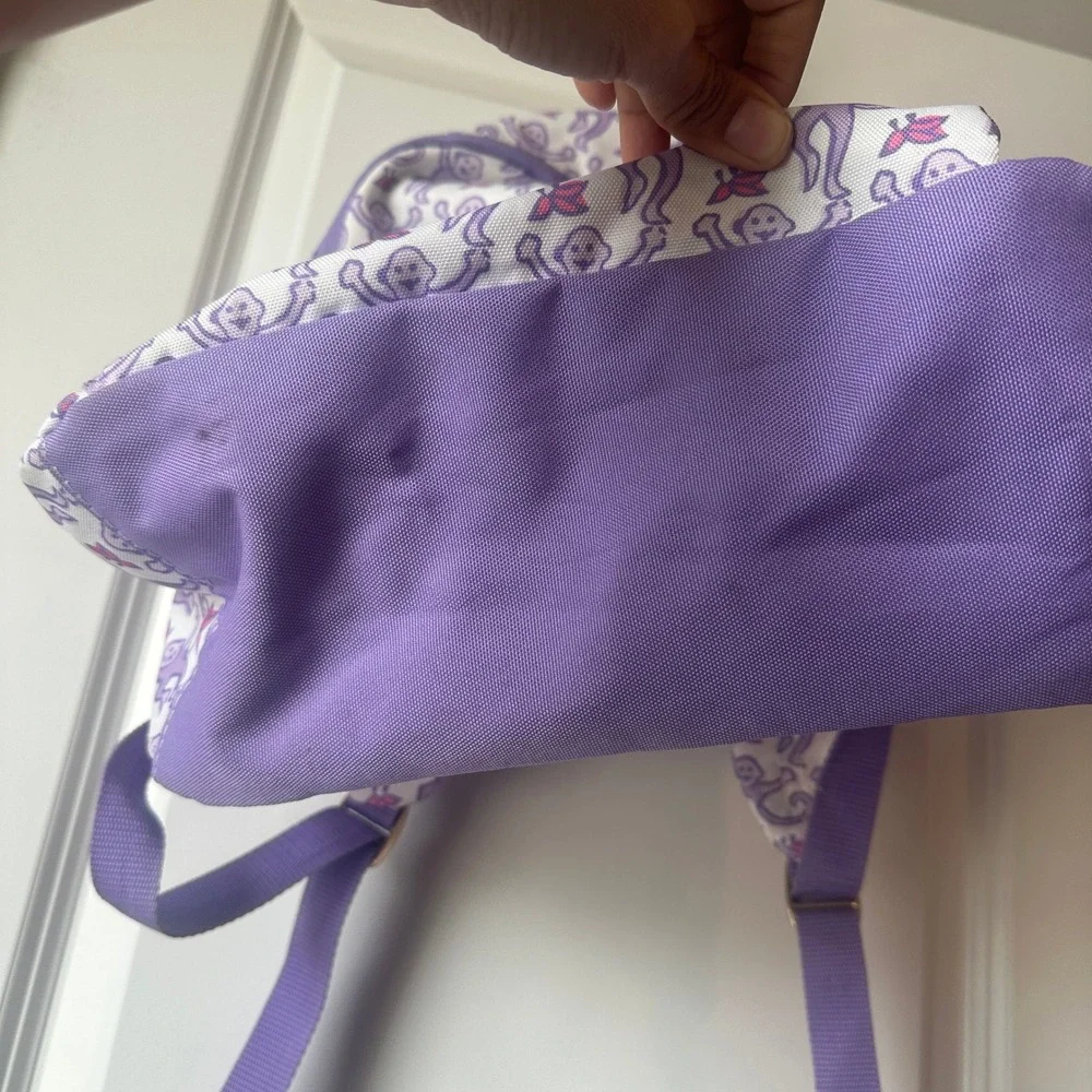 Roller Rabbit Pottery Barn Teen Colby Large Backpack Purple Monkey Print Eva